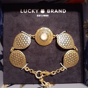 NWT Lucky Brand Brass Tone Semi Precious Bracelet